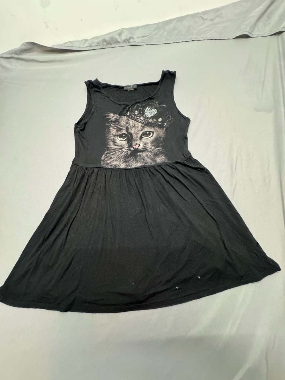 Love J Dress Size S Black Cat Graphic Sleeveless Babydoll